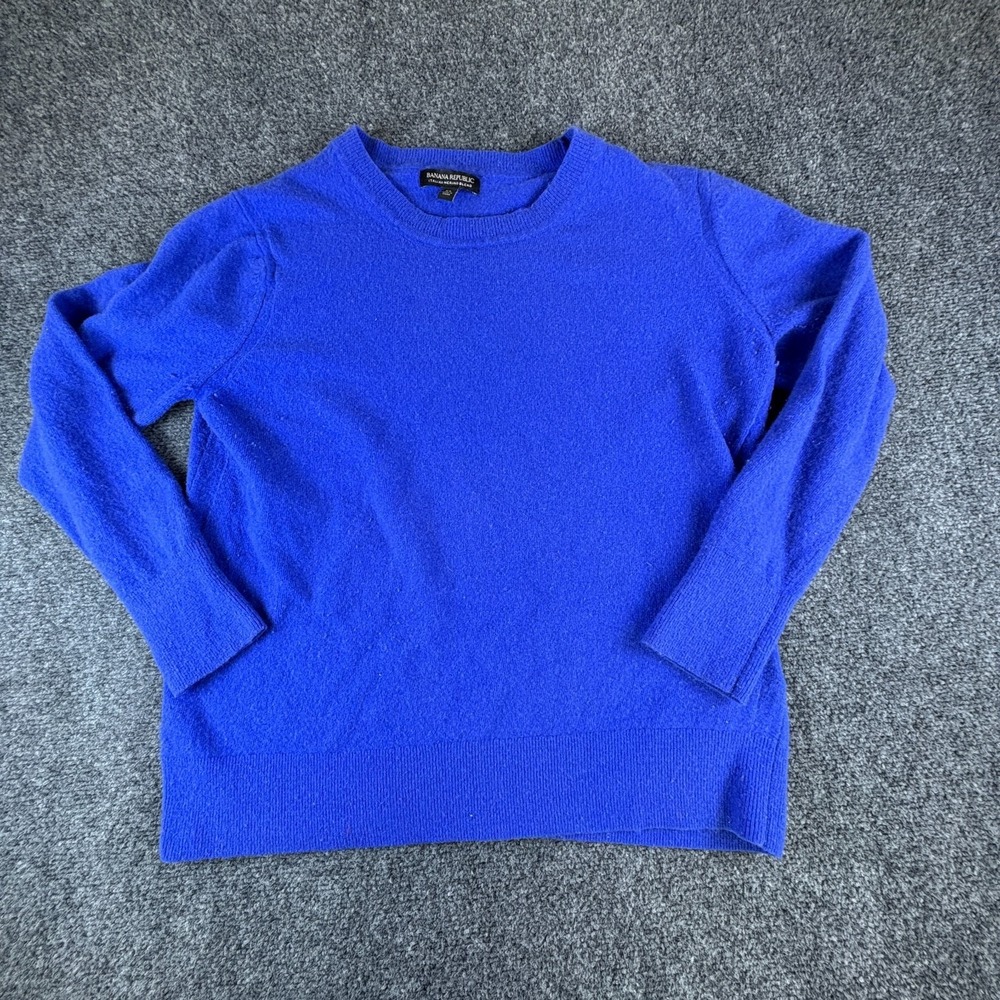 Banana Republic Sweater Womens XL Blue Italian Merino Blend Crew Neck Pullover